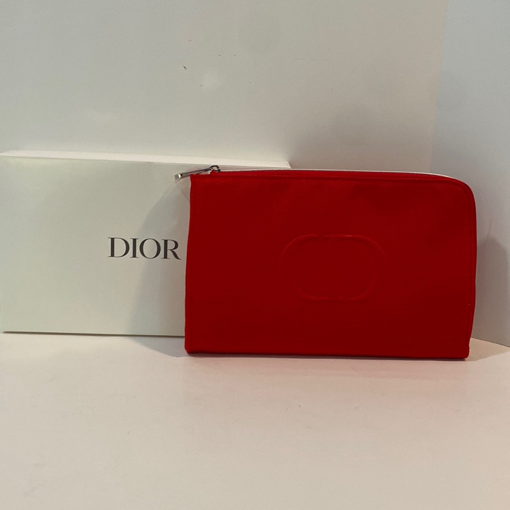 Dior Cosmetic Red Canvas Pouch